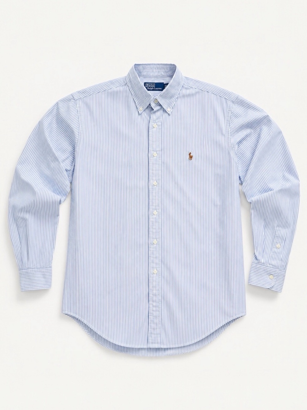 Vintage Polo Ralph Lauren Made in Canada Blue Stripe Oxford Shirt L 16.5-35